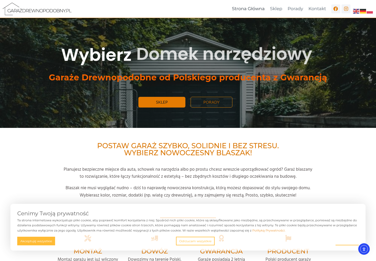 Pierwszy ekran projektu Garaż Drewnopodobny