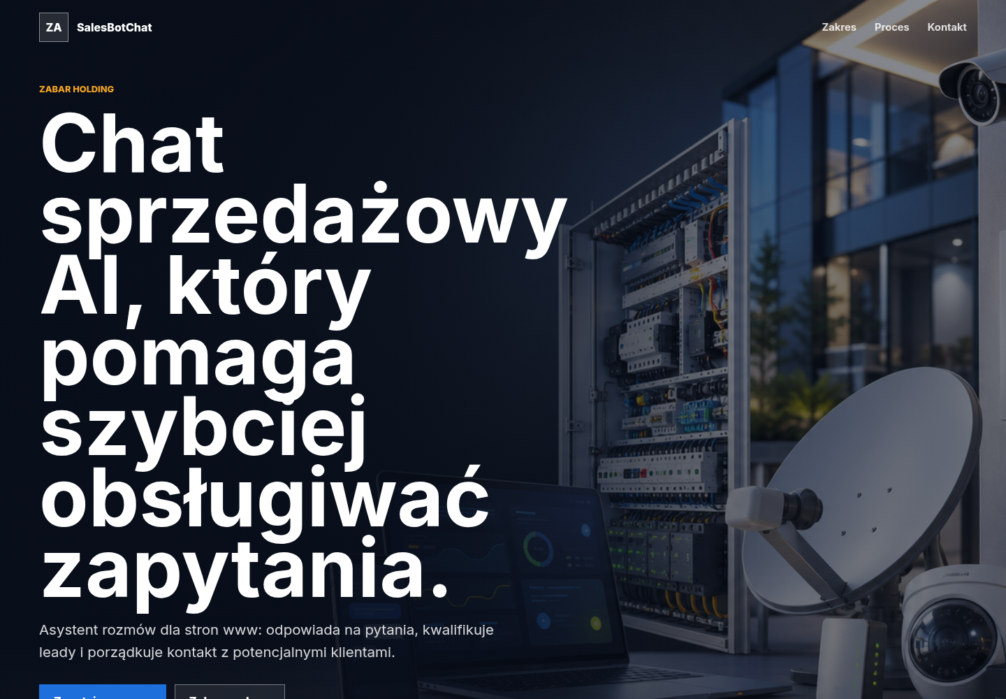 Pierwszy ekran projektu SalesBotChat