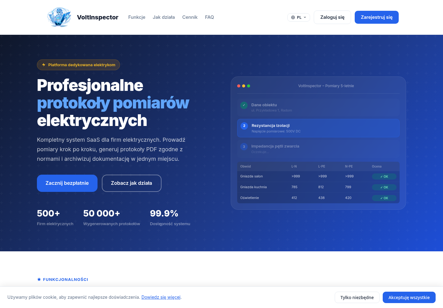 Pierwszy ekran projektu VoltInspector